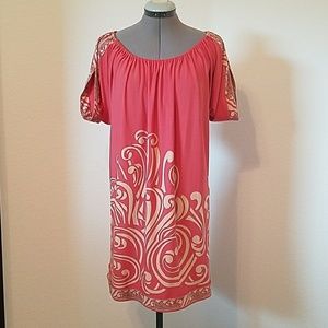 BCBG Max Azria Dress Coral White Size Small